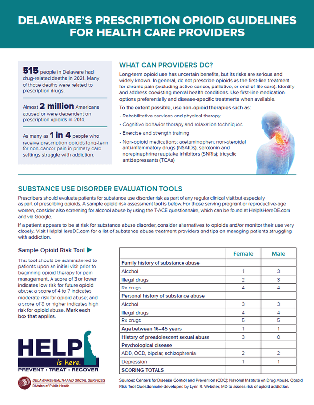 Delaware's Prescription Opioid Guidelines for Health Care Providers